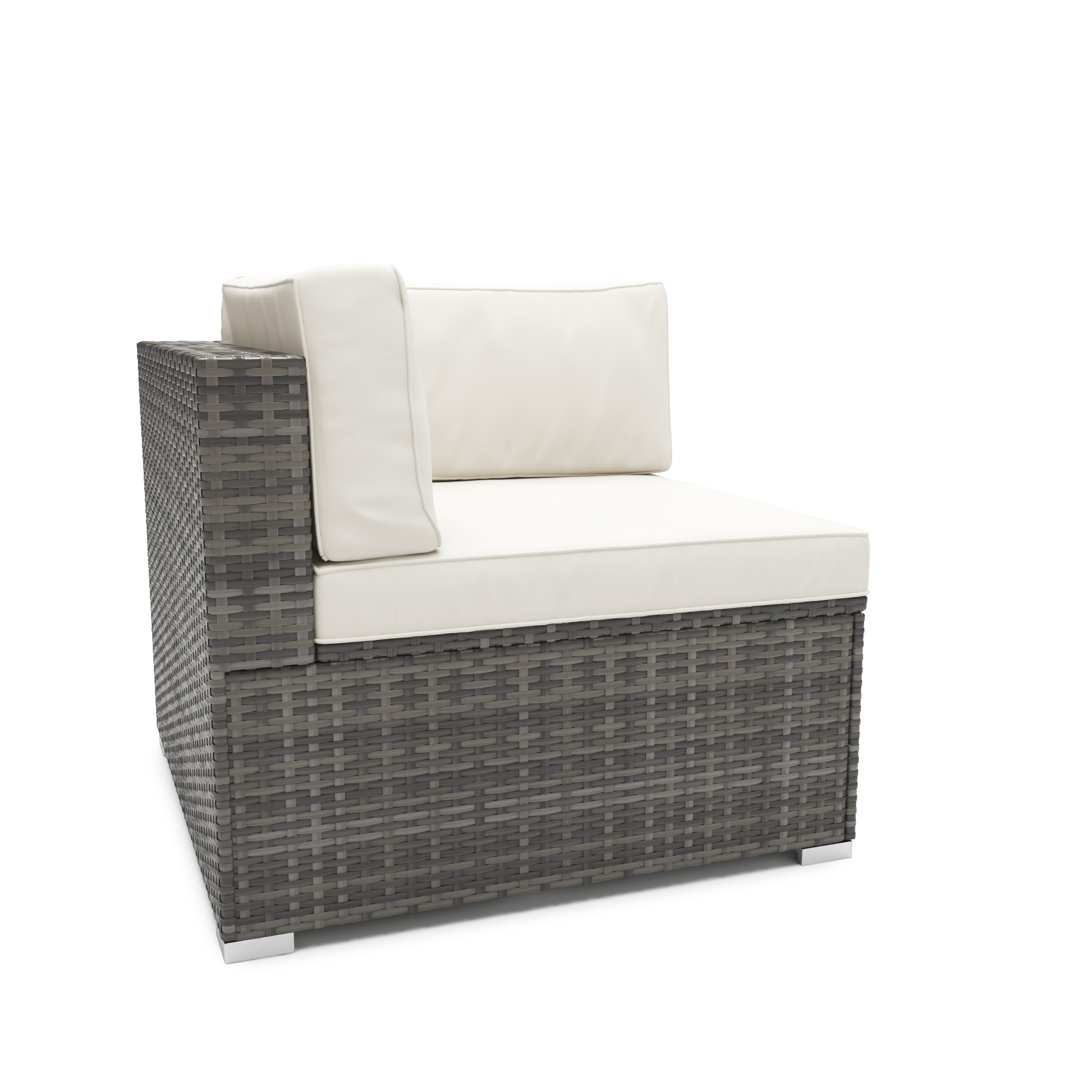 Eckteil Rattanlounge LINDOS grau/weiss