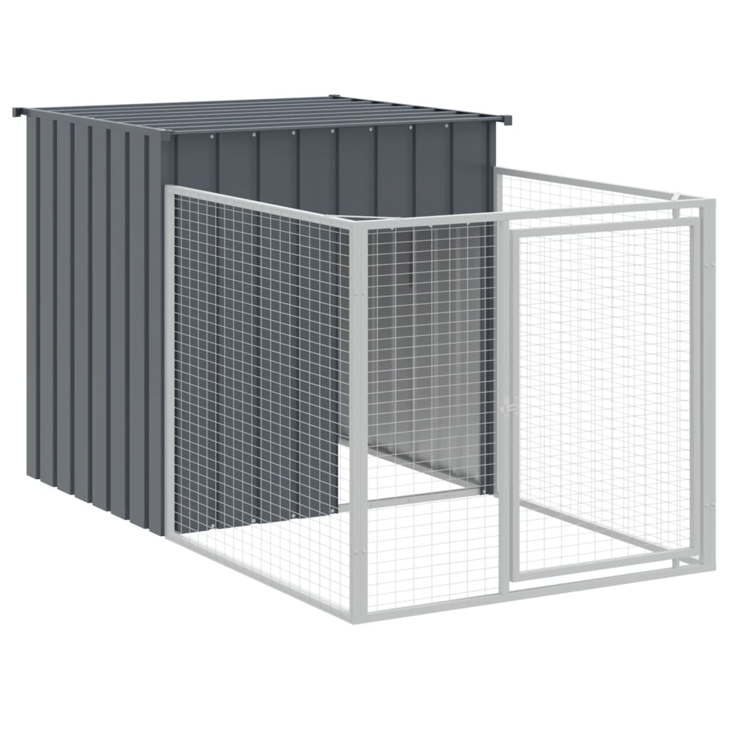 Canil vidaXL com área de exercício, aço galvanizado, cinza, 110x1017x110 cm