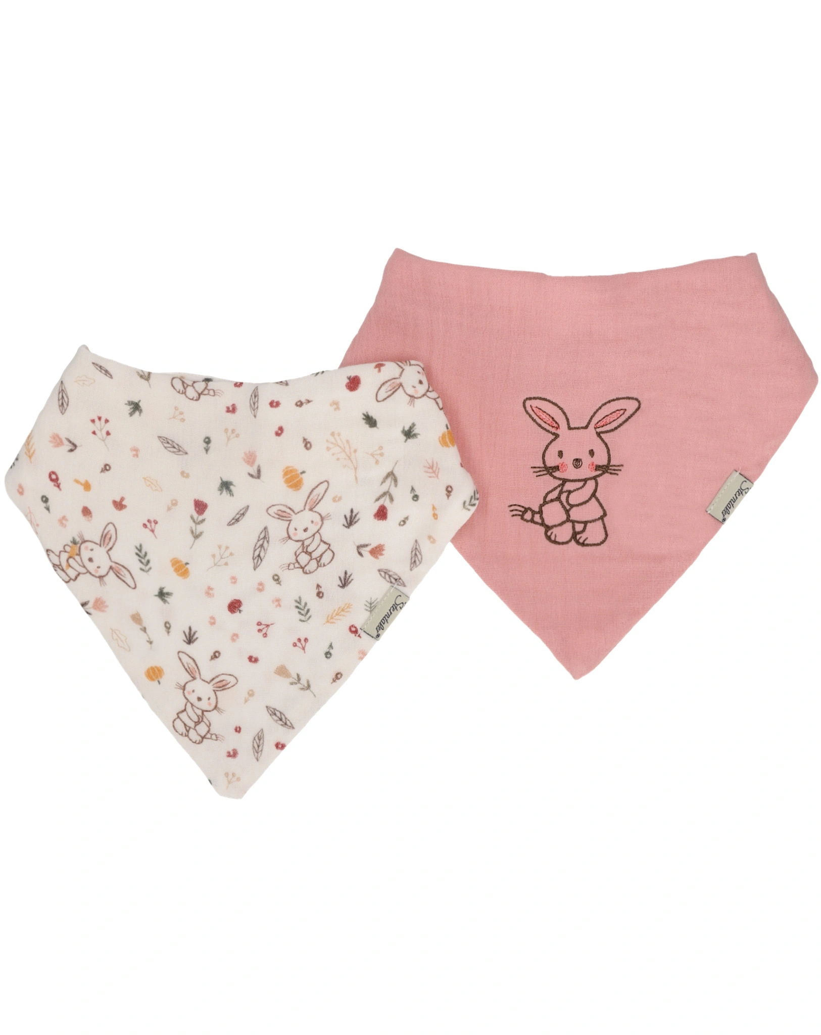 Musselin-Dreieckstuch HASE BABY 2er-Pack in weiß