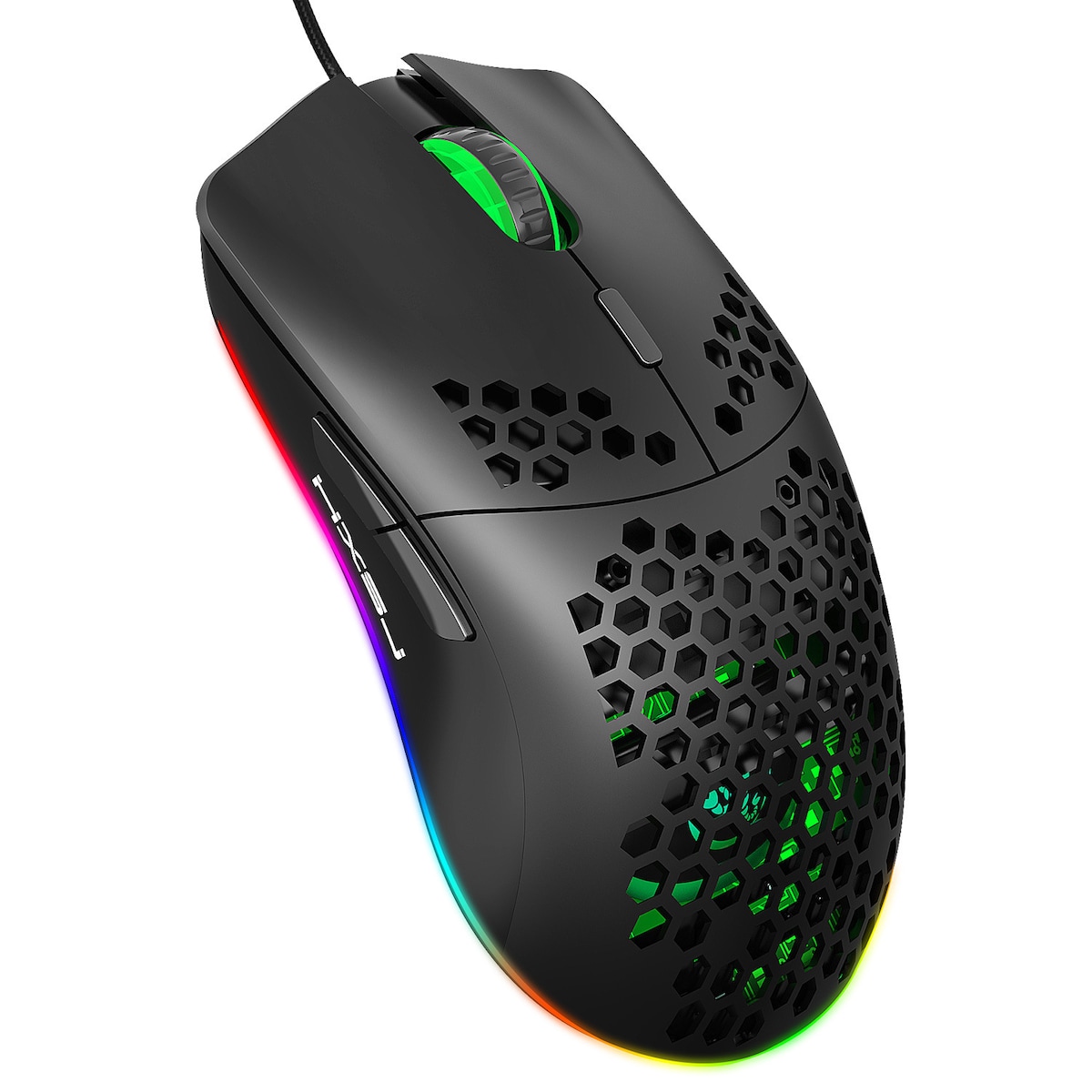 Lett kablet gamingmus med RGB-belysning, 6 justerbare DPI, 6-knapper Sort