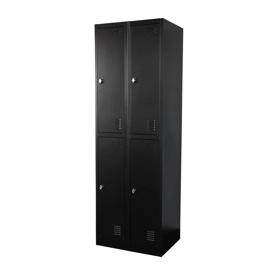 Lockerkast Zwart - 60x185 cm - 4 lockers