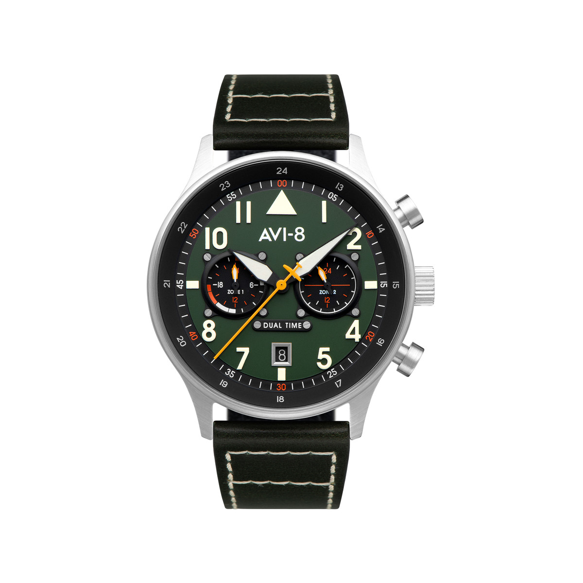 Montre AVI 8 Hawker Hurricane homme  acier bracelet cuir bleu foncé