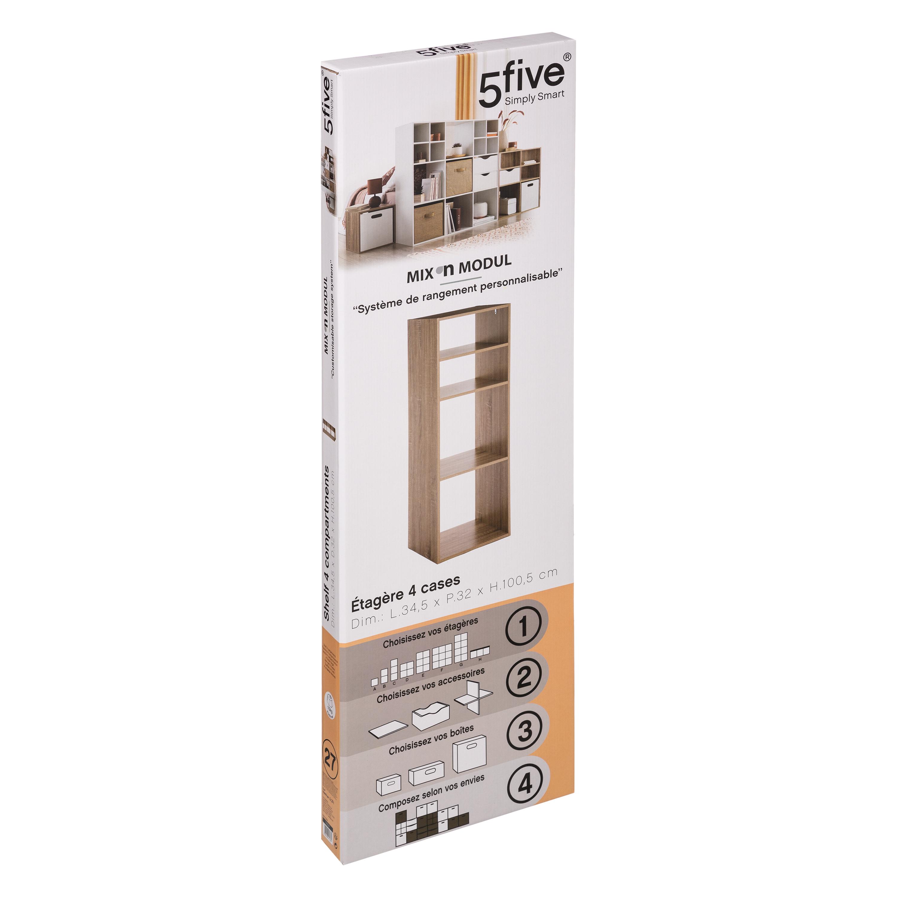 ETAGERE BOIS 2 ET 2 CASES MIX NATUREL