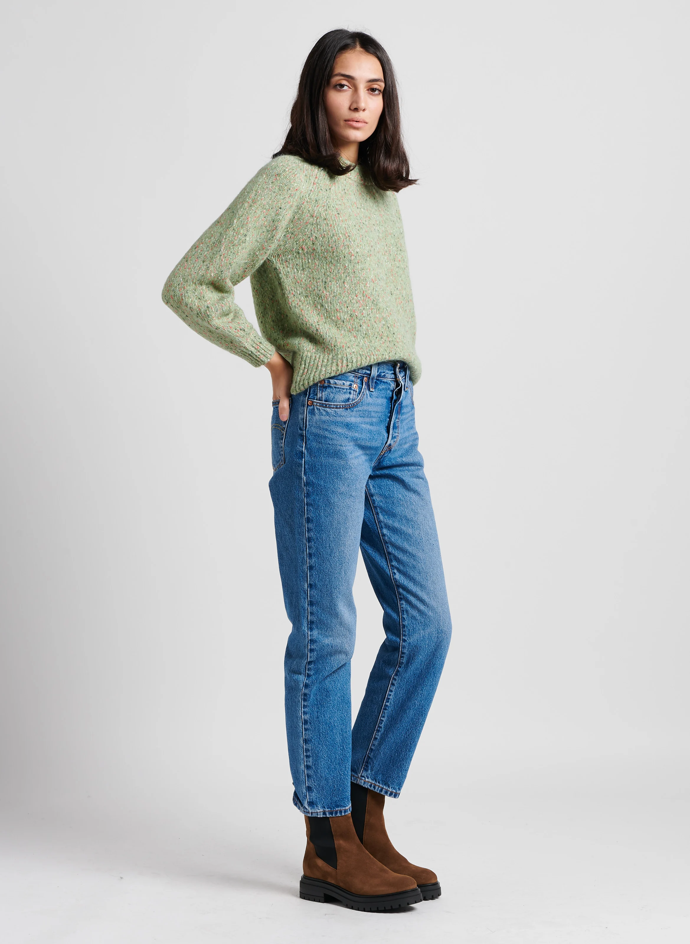 501 CROP - Jean droit cropped en coton | Jean Délavé