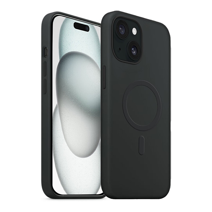 Akashi Coque de protection MagSafe en silicone noir- Apple iPhone 15