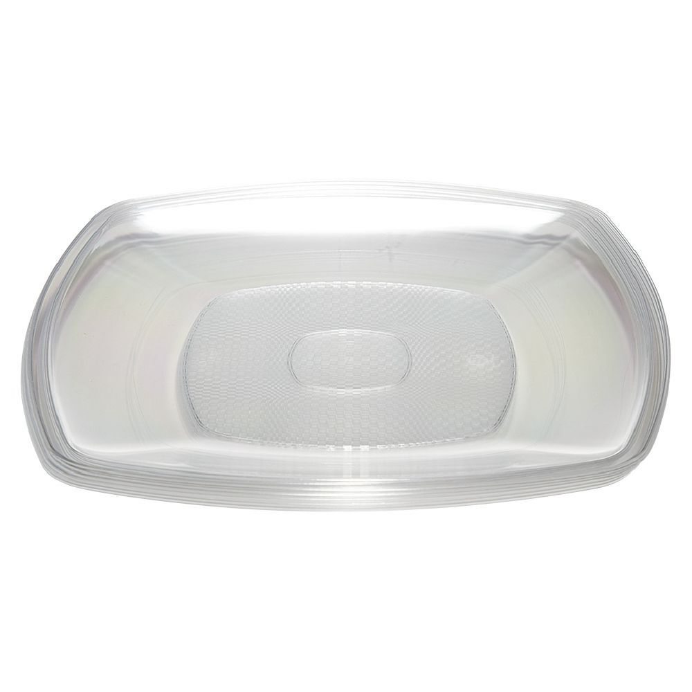Lot de 6 assiettes carrées plastique transparent à bord arrondi 22x22 cm