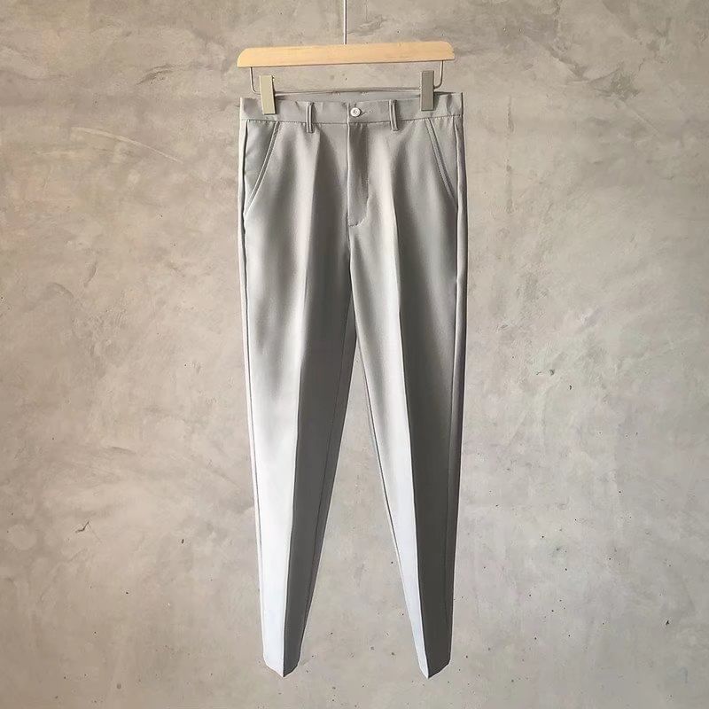 Lingaris - Mid Rise Plain Cropped Straight Leg Dress Pants