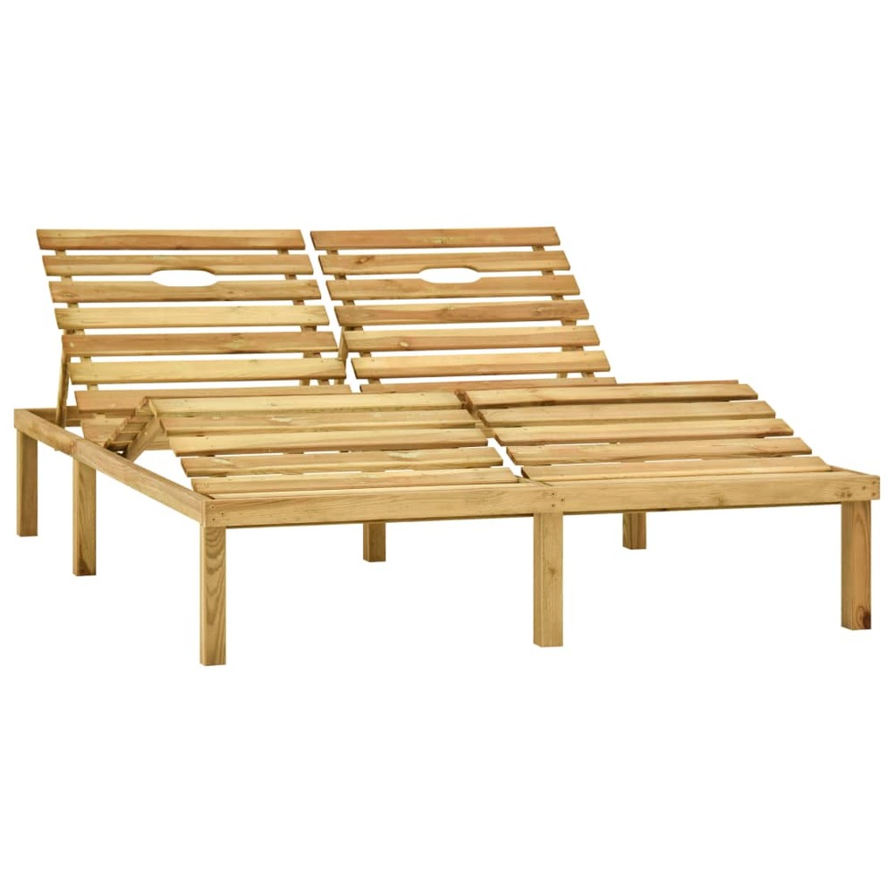Transat chaise longue bain de soleil lit de jardin terrasse meuble d'extérieur double avec coussins anthracite pin imprégné 0