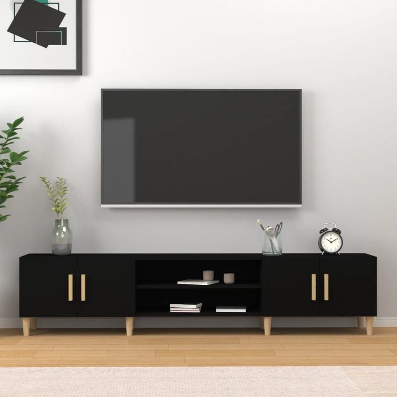vidaXL - Tv-meubel - Zwart - Bewerkte Hout - 180x31,5x40 cm