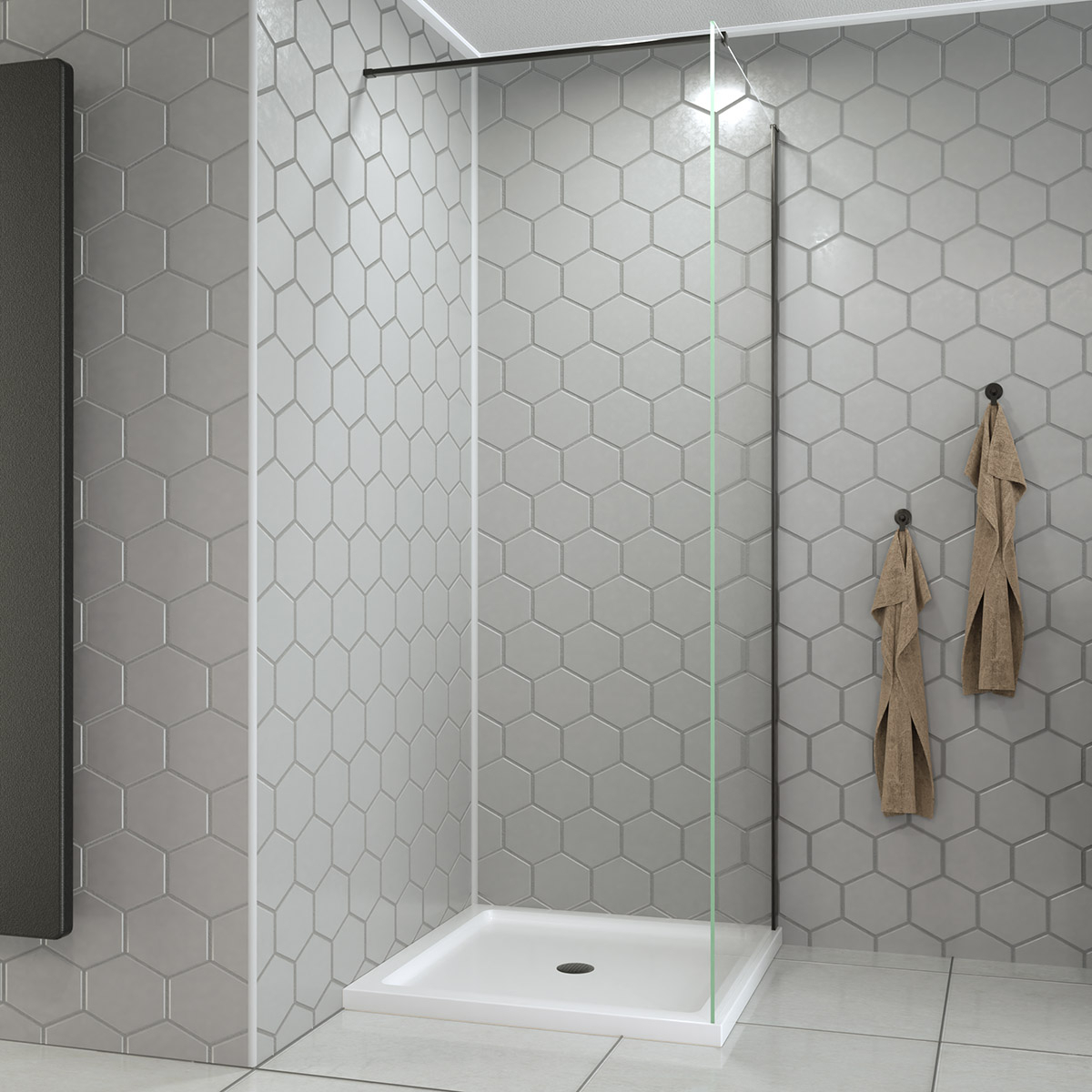 Saniclear Redro Iron douchewand 80cm anti-kalk 8mm verouderd ijzer - gunmetal