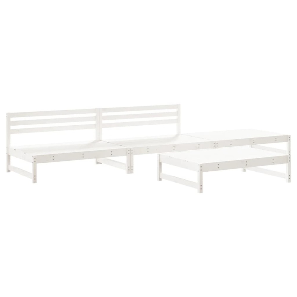 Salon de jardin 4 pcs blanc bois de pin massif