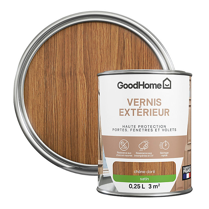 Vernis extérieur bois satin chêne doré GoodHome 0,25L
