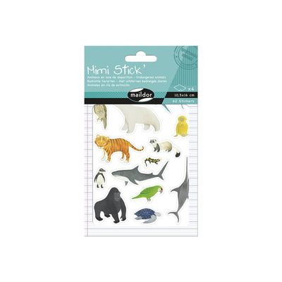 Maildor - 4 feuilles gommettes animaux en voie de disparition