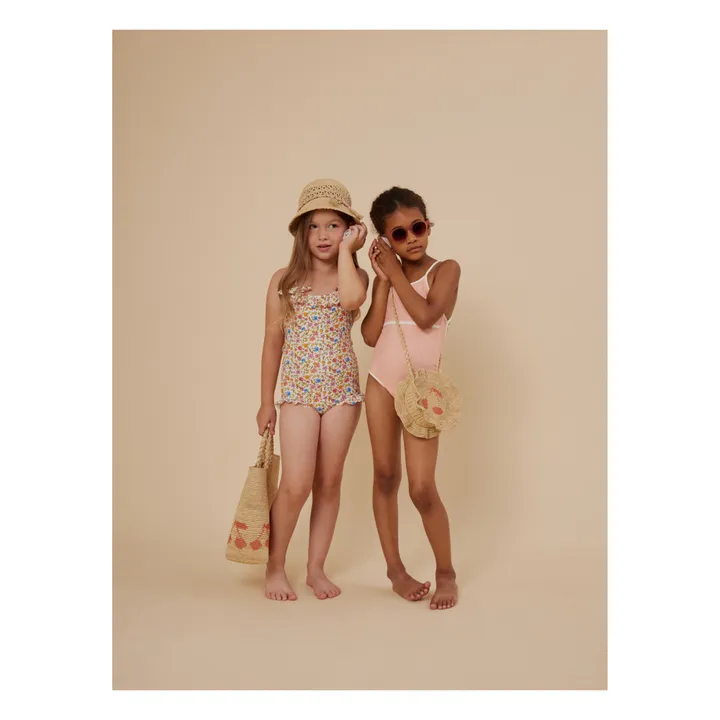 Bonpoint Sac en Raphia Cerise Fina | Beige