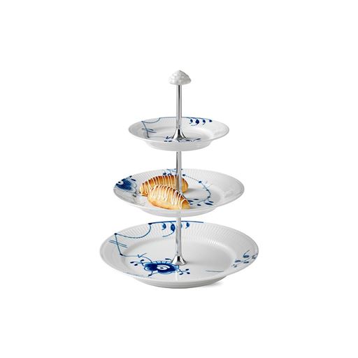 Royal Copenhagen Blå Mega Riflet 3-Lags Etagere, Ø24 cm