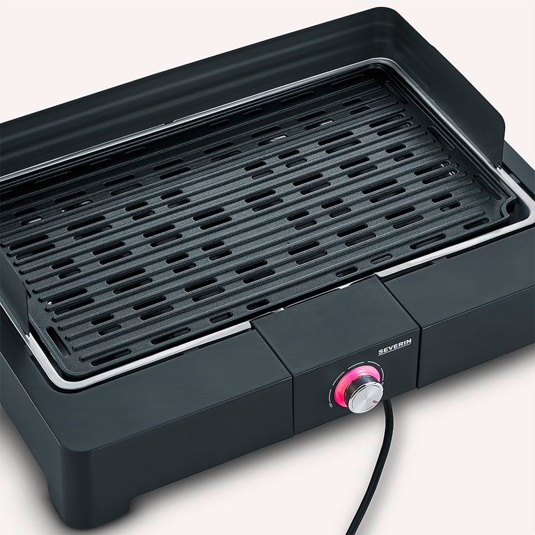 Severin PG 8567 Tischgrill mit Grillplatte aus Aluminium 2200 W  Schwarz