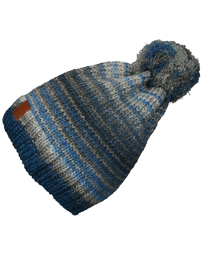 Bommelmütze GREY SHADE mit Wolle meliert in grau/blau