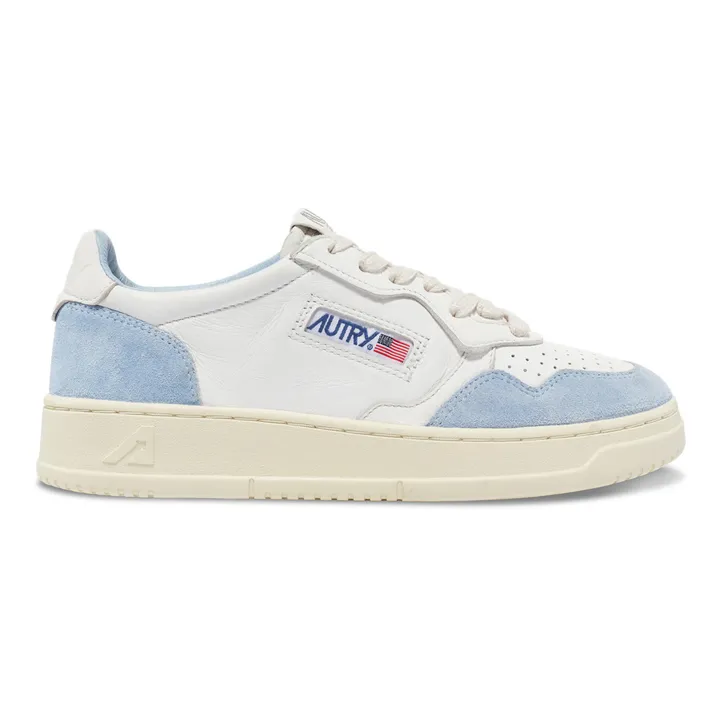 Autry Baskets Medalist Low Cuir de Chèvre/Suede | Bleu ciel