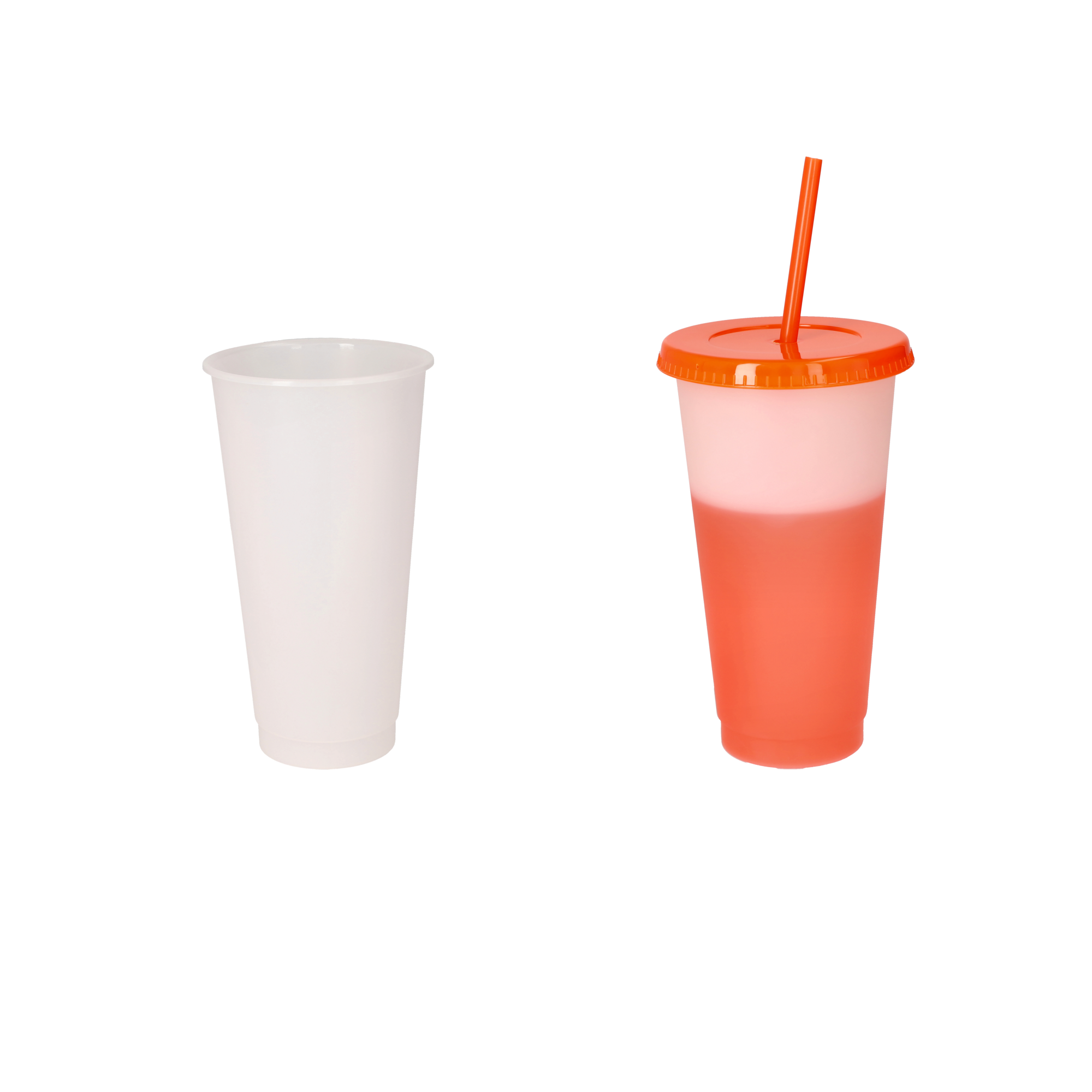 (30-tlg. Set) 550ml Farbwechsel Trink Becher Mehrweg Party Getränke Cup mit Deckel   Strohhalm - Assortiert
