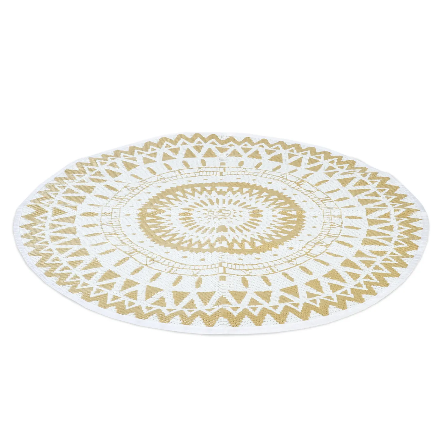 Tapis extérieur ROND naturel et blanc D.150 CM