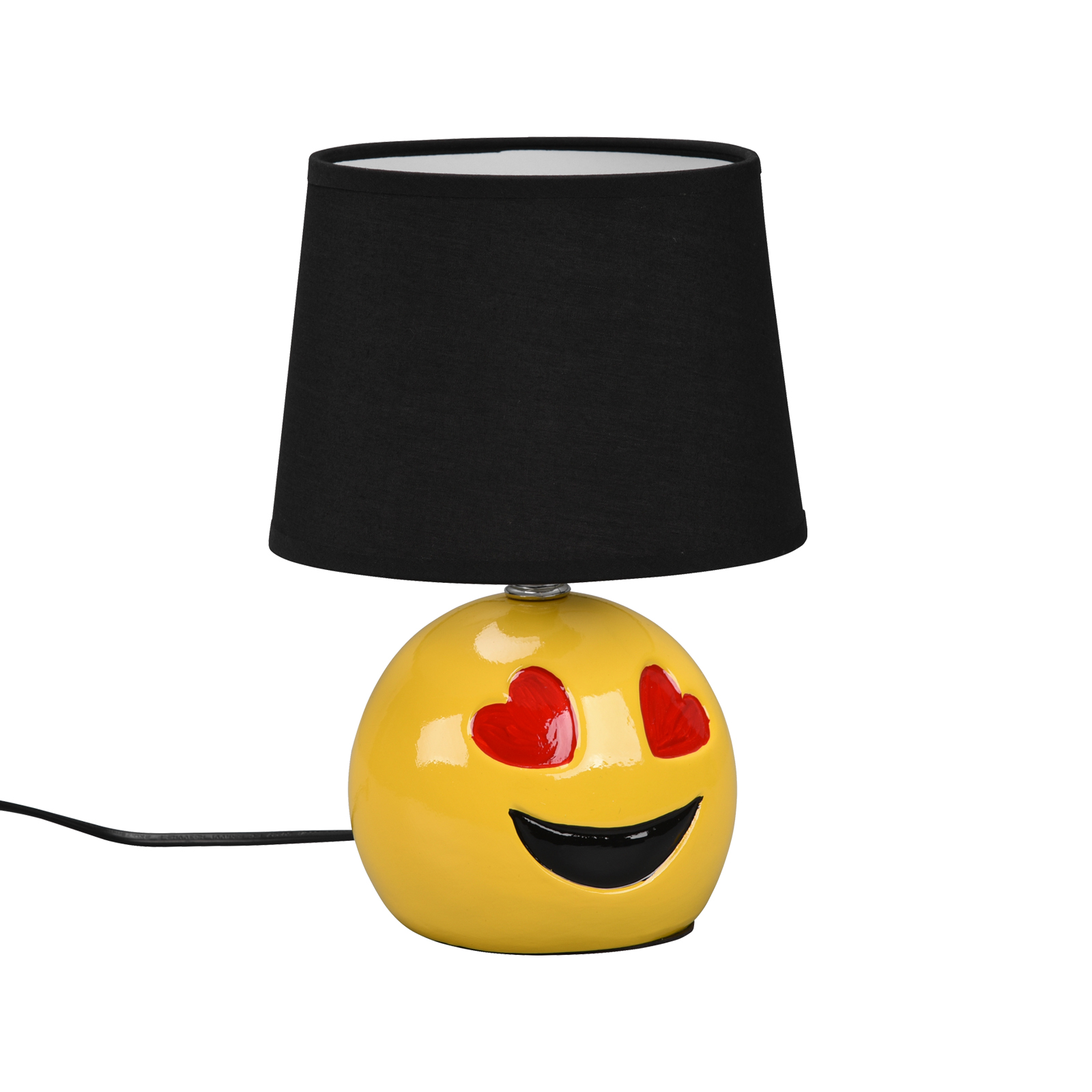Emoji-Tischleuchte - Herzaugen - schwarz - 26 cm