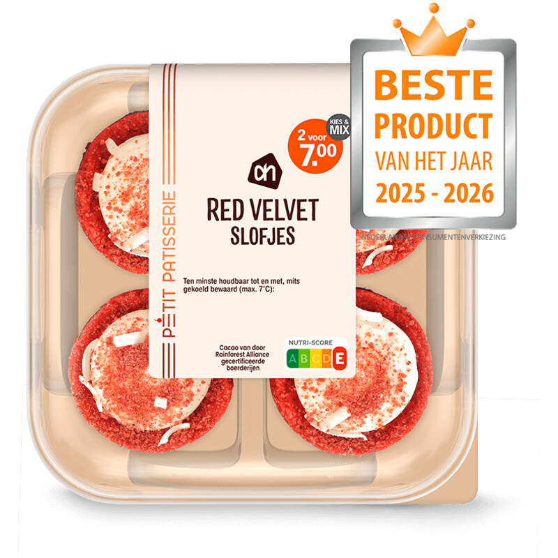AH Mini red velvet slofjes