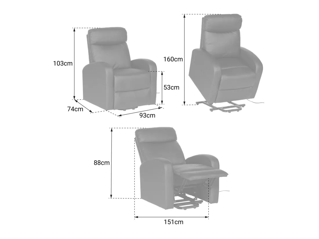 Fauteuil électrique inclinable GABY noir - HAPPY GARDEN
