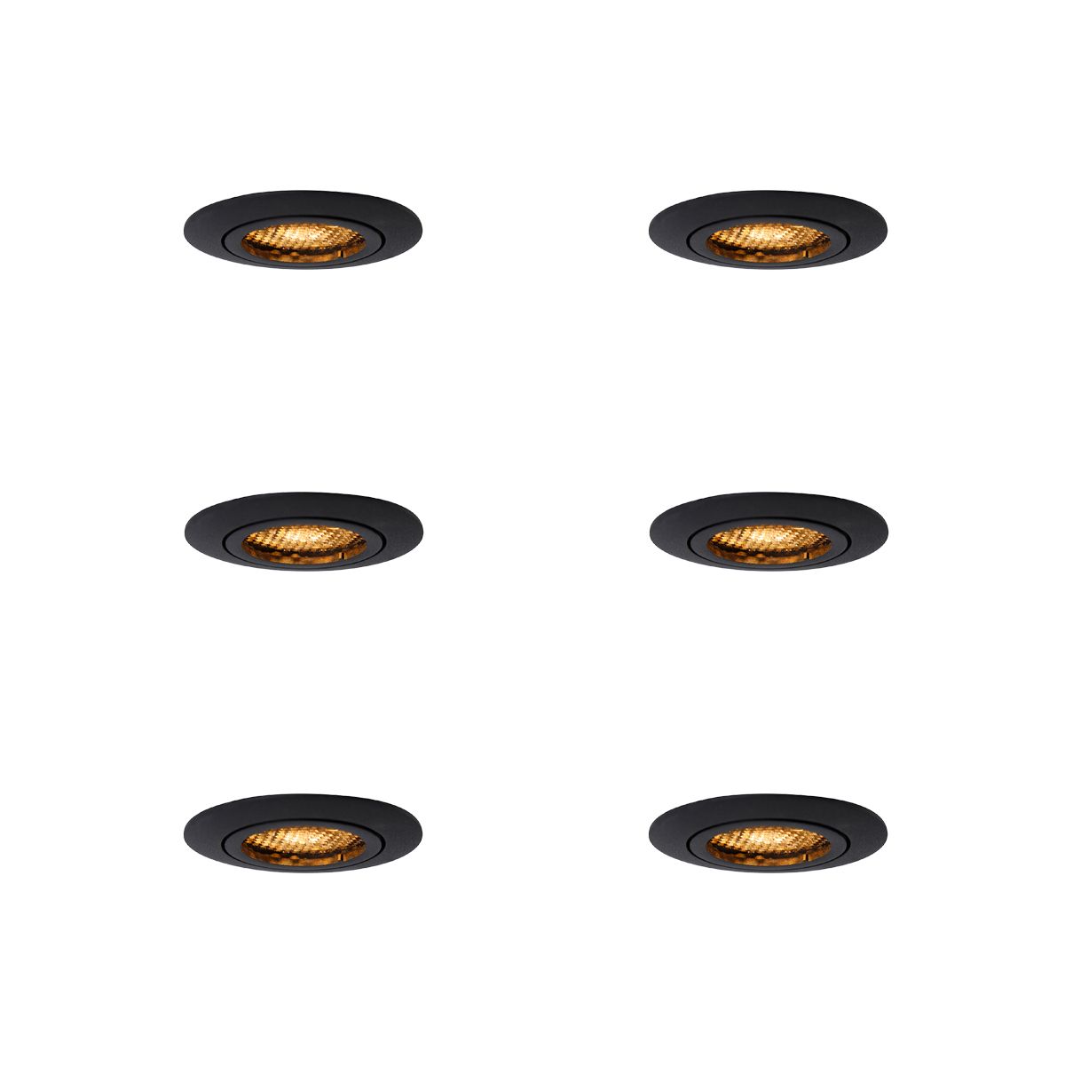 Set van 6 Inbouwspot zwart draai- en kantelbaar - Ude Honey