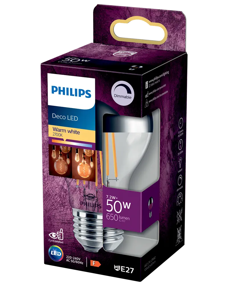 PHILIPS Spejlkrone 7,2W E27 dæmpbar