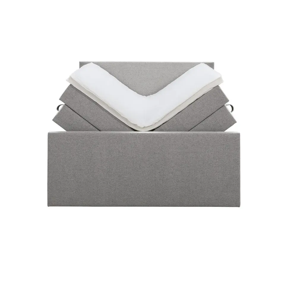Boxspring met opbergruimte en voetbord Liv egaal - lichtgrijs - 180x200cm