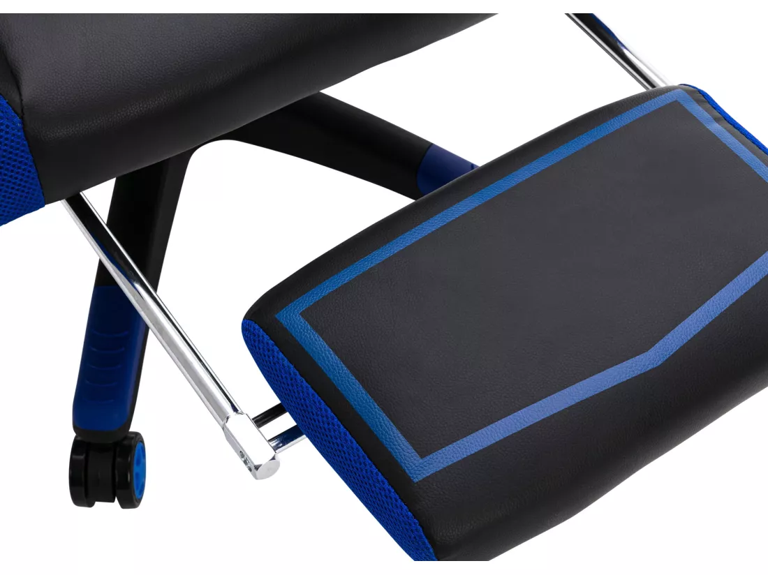 Chaise de bureau - Similicuir & Plastique - Noir / Bleu - Clovis
