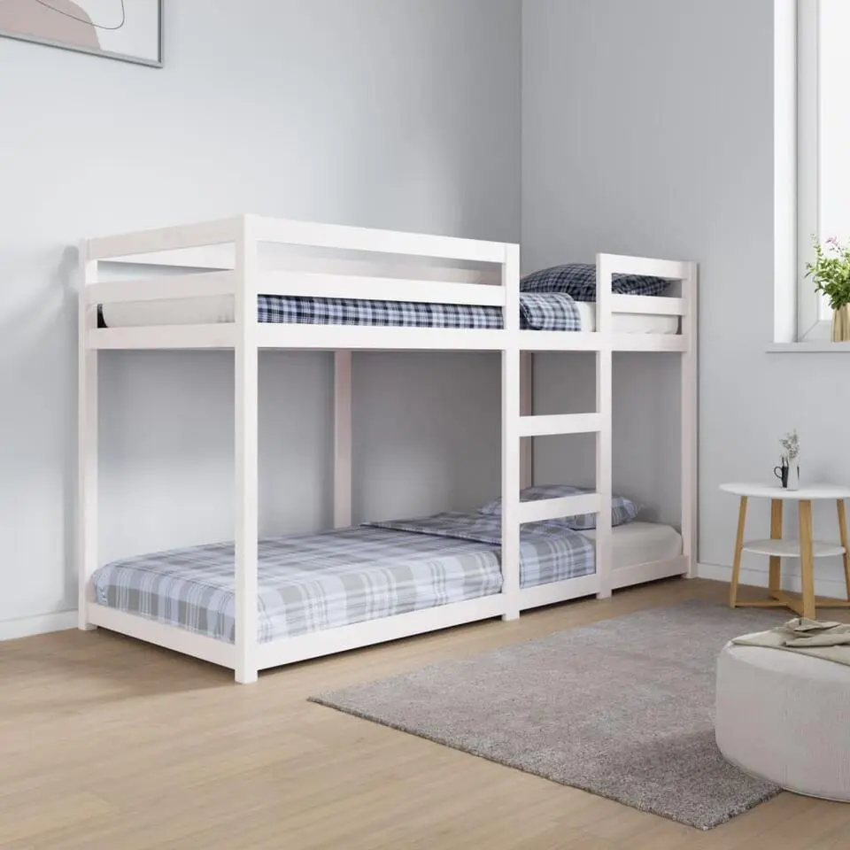 vidaXL - Stapelbed met zijladder - Wit - Massief grenenhout - 75x190 cm