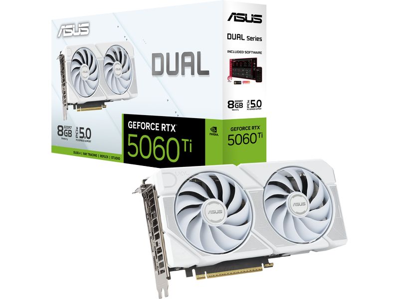 ASUS Grafikkarte Dual RTX 5060 Ti 8 GB Weiss Leistungsfähige Gaming-Grafikkarte