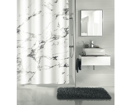 Douchegordijn Kleine Wolke Marmer antraciet textiel 180 x 200 cm