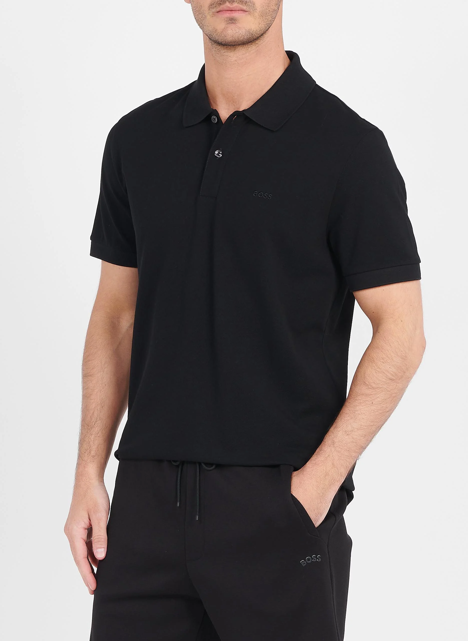 Polo regular-fit en coton bio| Noir