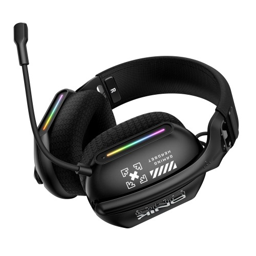 GT808 2.4GHz USB C / USB A   Bluetooth Wireless Gaming Kopfhörer Over-Ear Headset mit Mikrofon und RGB - Schwarz
