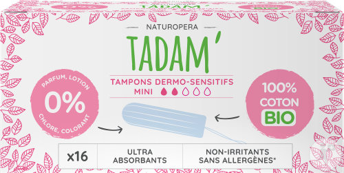 Tadam Tampons Dermo-Sensitifs Bio Mini 16 Pièces