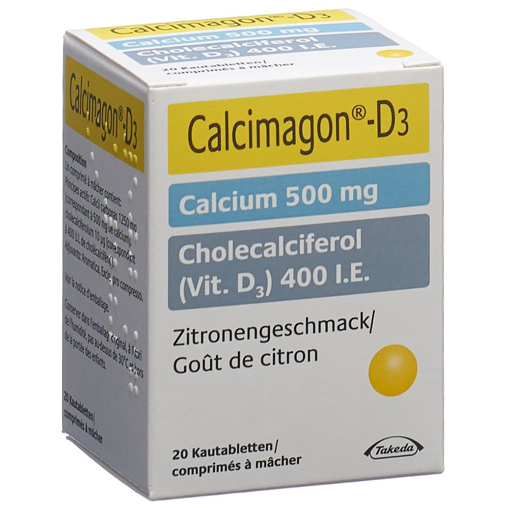 CALCIMAGON D3 Kautabl 500/400 Zitrone Ds 20 Stk