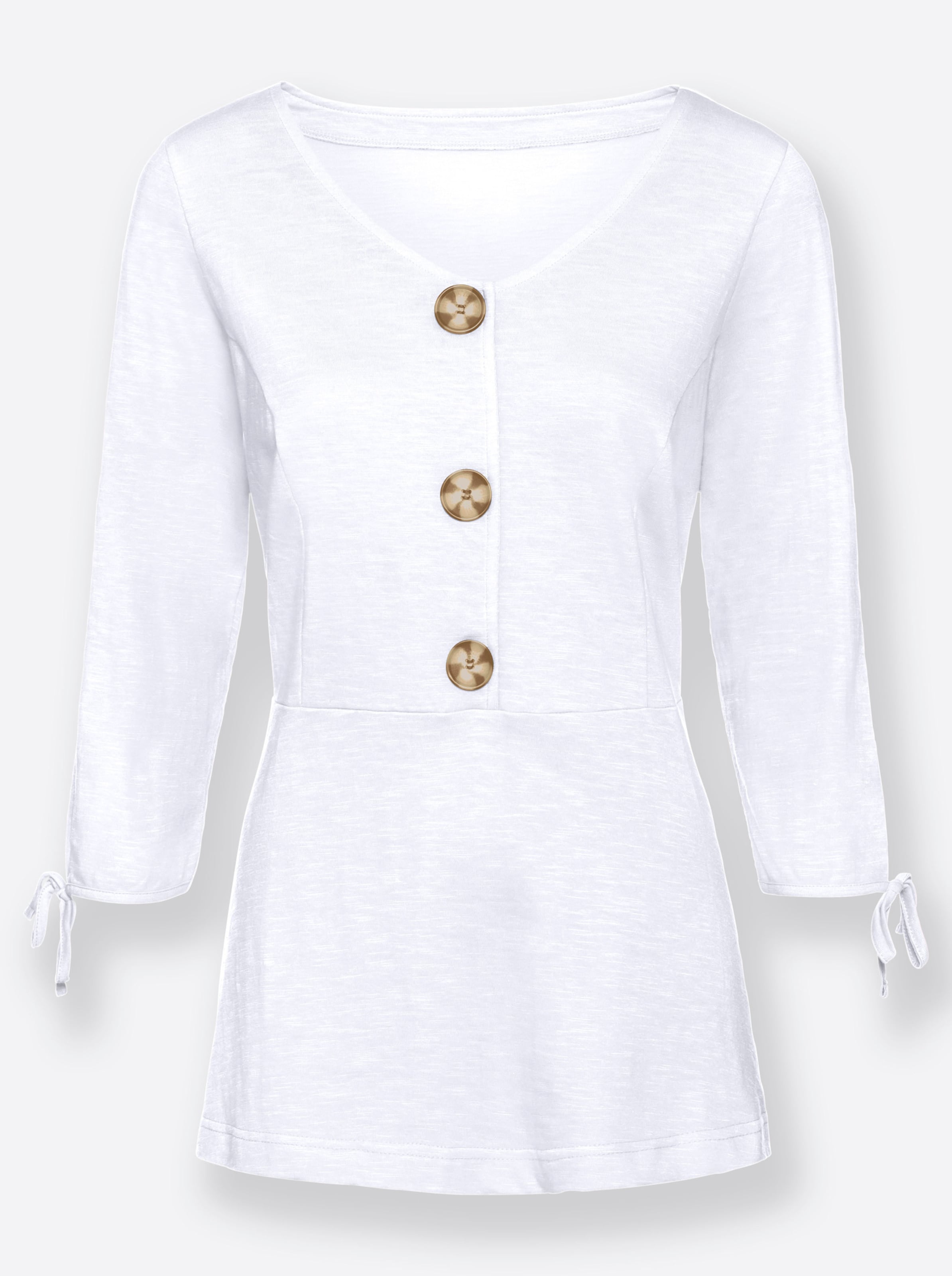 3/4-Arm-Shirt in weiß