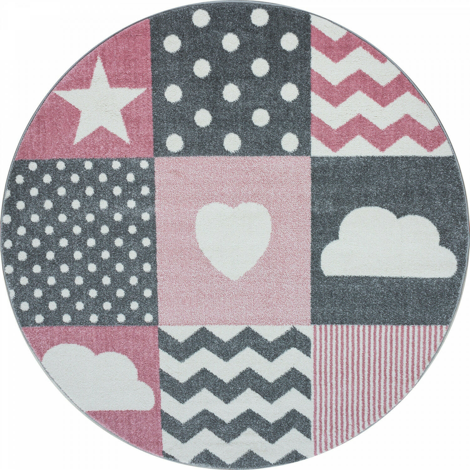 Wunderschöne Kinderteppiche kurzflor 11 mm Teppich mit Herz Motiven Rund Viereck