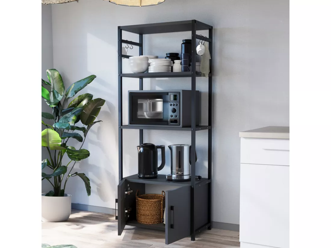 Etagère de cuisine Arhuni 139 x 56 x 30 cm noir anthracite