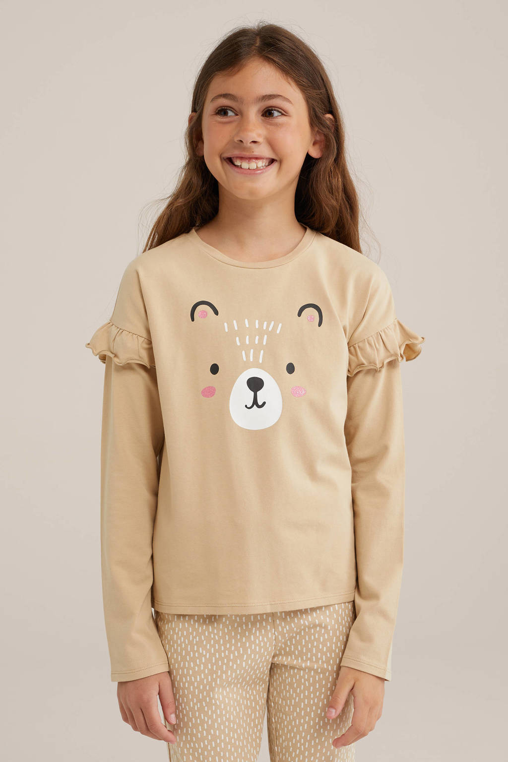 WE Fashion pyjama met all over print beige