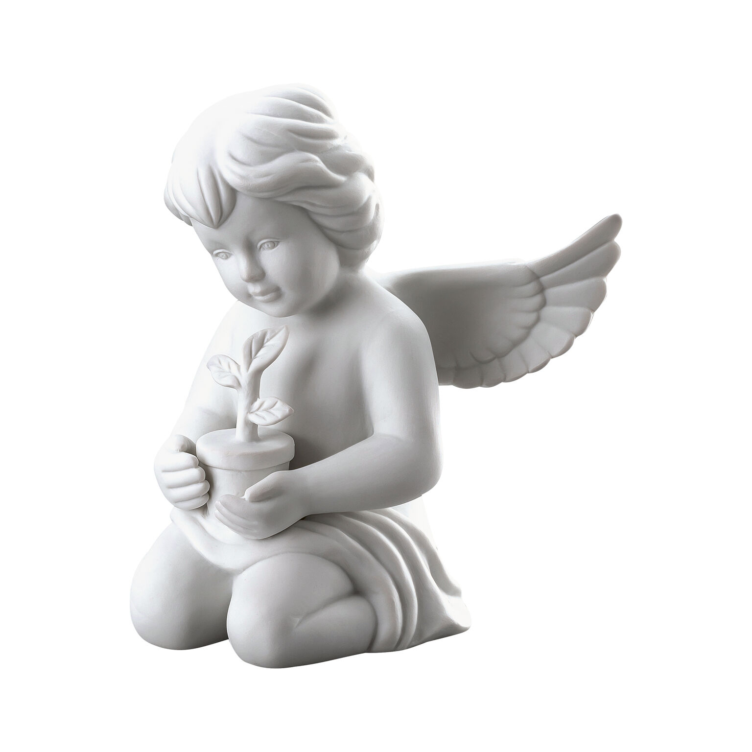 Angels Weiss matt Engel mit Blumentopf
