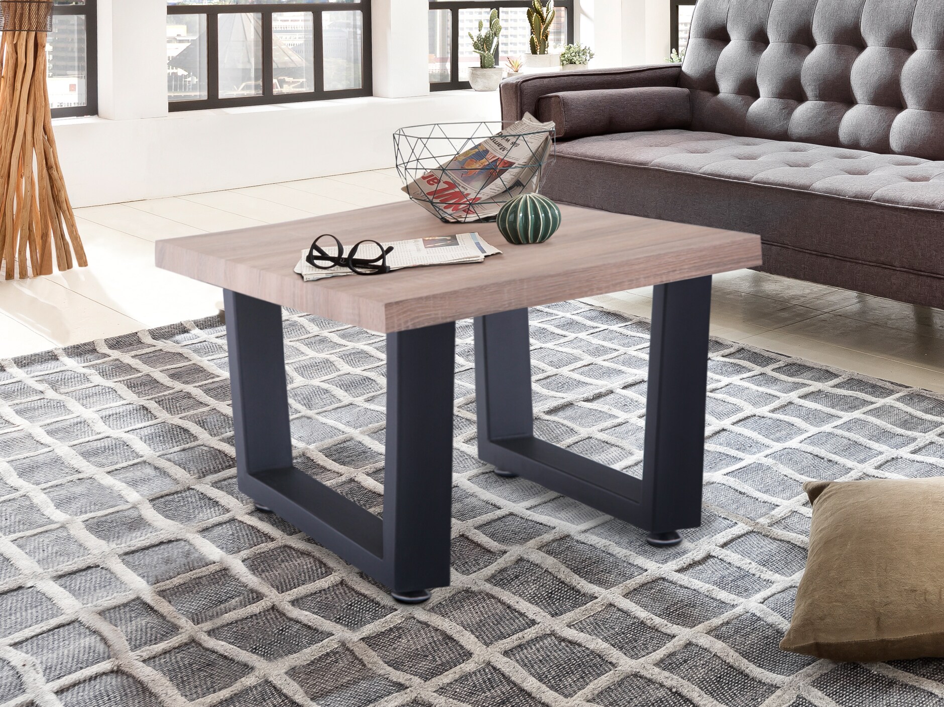 Couchtisch 60x60 Eiche Dekor Beistelltisch Wohnzimmertisch Sofatisch Tisch