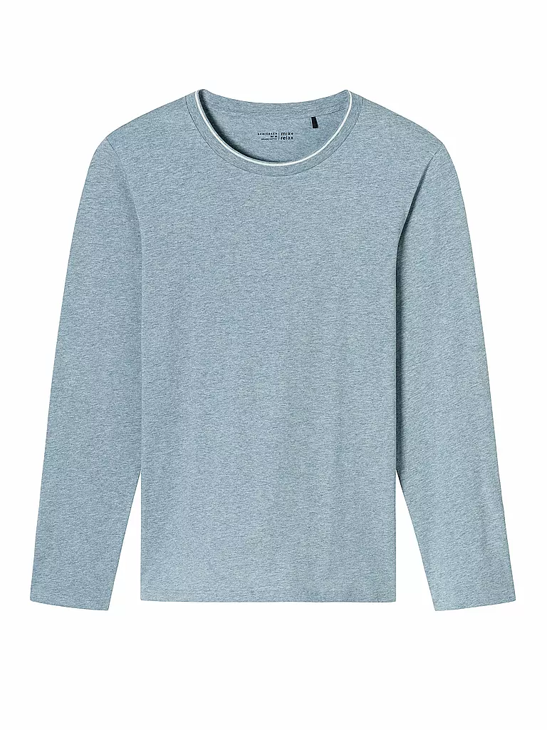 SCHIESSER Pyjama Langarmshirt hellblau