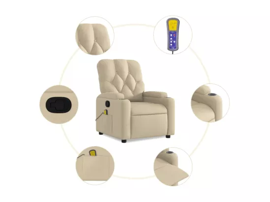Fauteuil massant inclinable Crème Tissu
