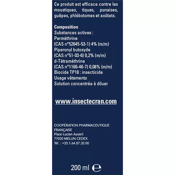 Repelente de Mosquitos para Tela de Proteção contra Insetos em Roupas, Inseticida Concentrado para Imersão, 200ml
