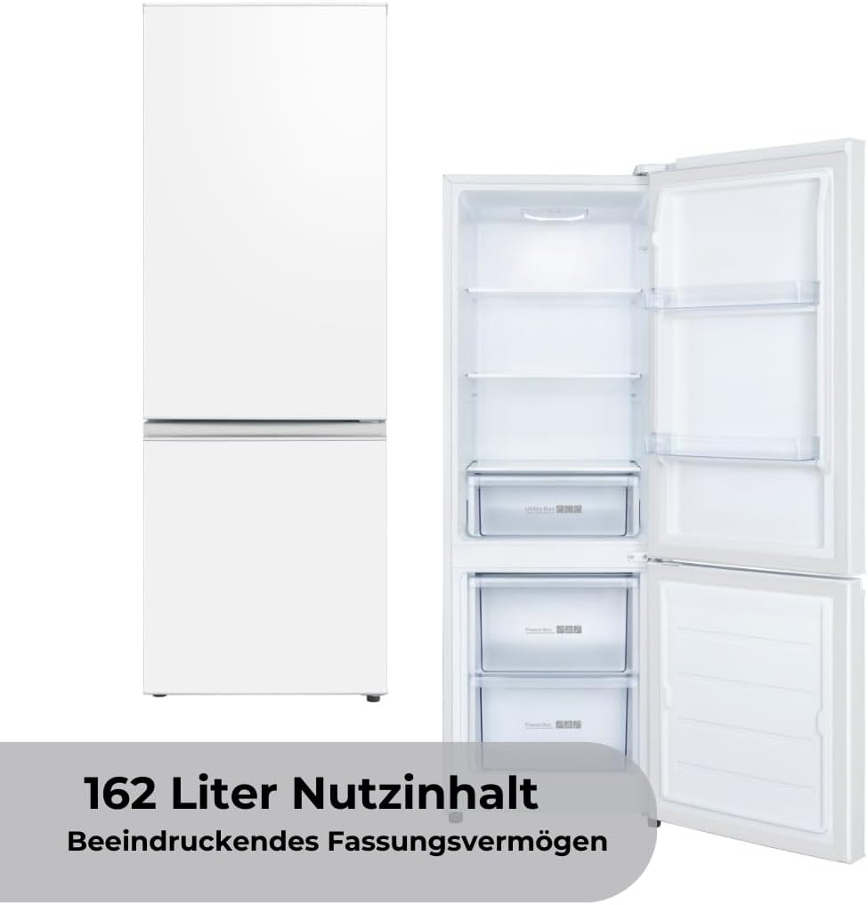 PKM Kühl-Gefrierkombination KG162EWN | weiß | 162 Liter Nutzinhalt | 4 Sterne Gefrierfach | LED-Beleuchtung