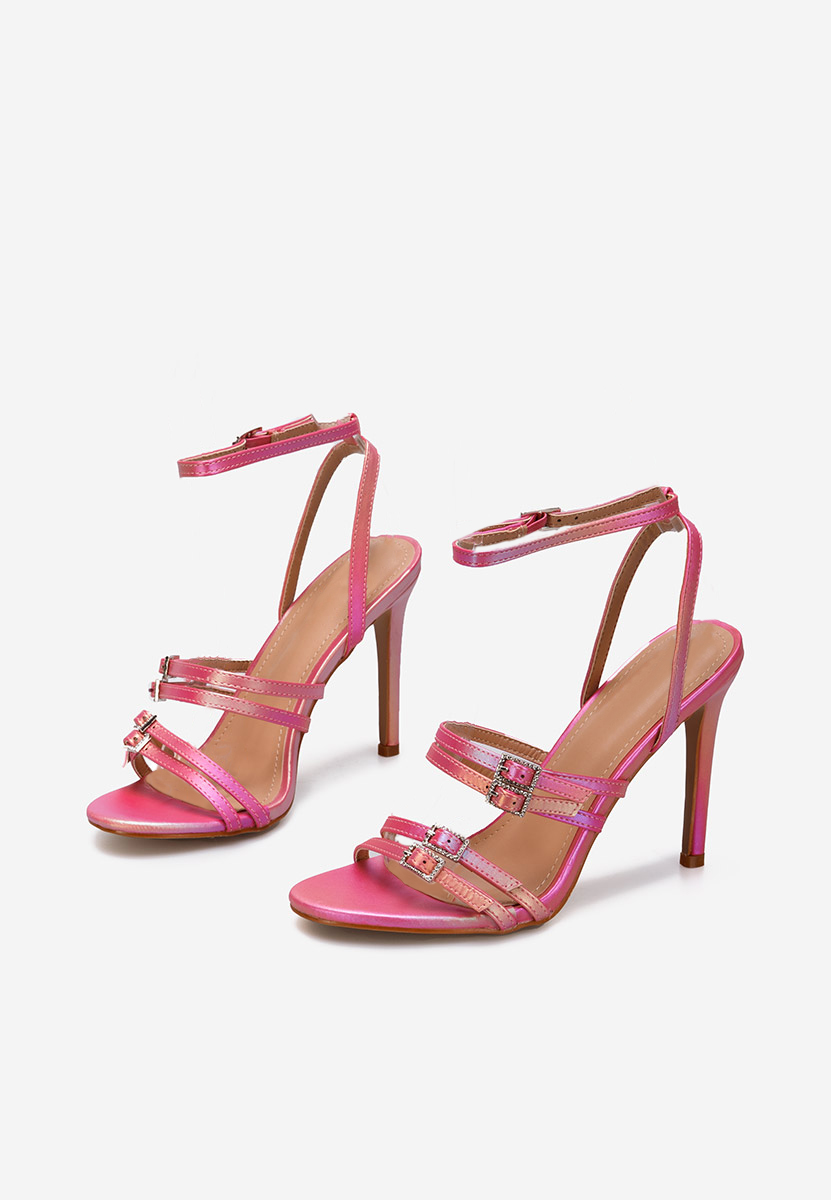 Sandales à talon fin roses Helina