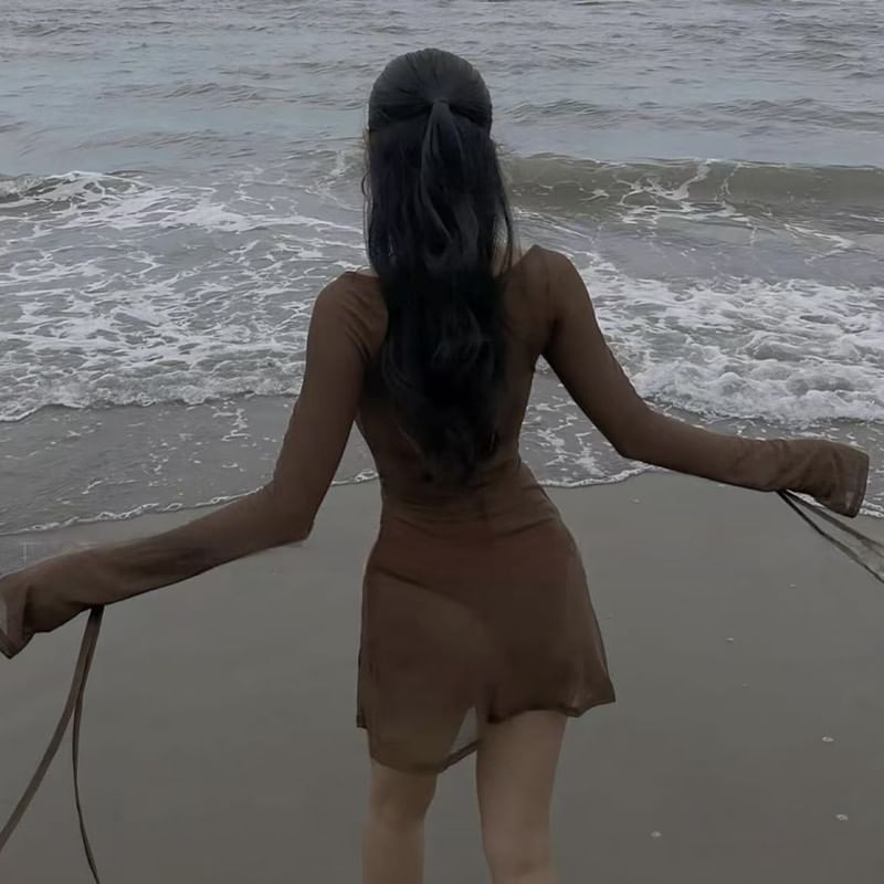Oceanid - Set: Effen bikini + omslagjurk